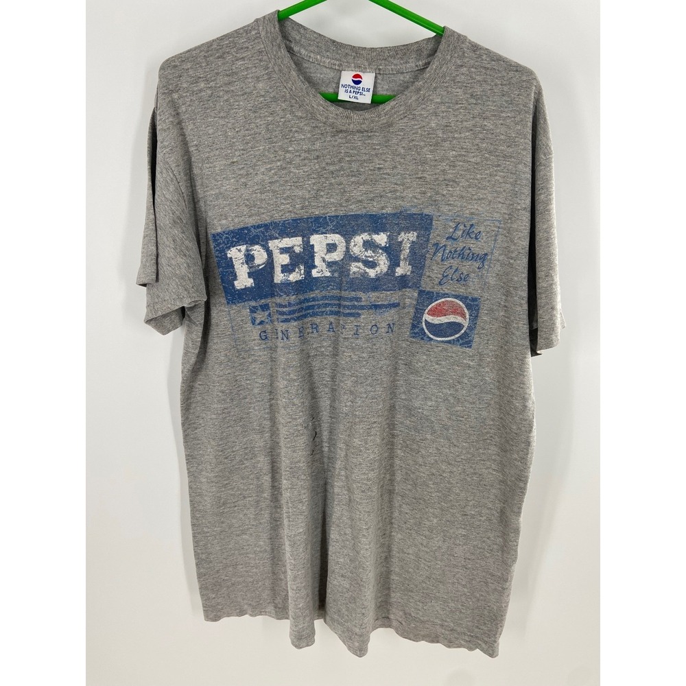 Pepsi Men's T-Shirt‎ Gray L/XL Cotton Vintage Brand Logo Graphic